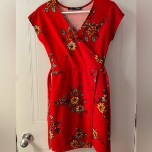 Red floral dress